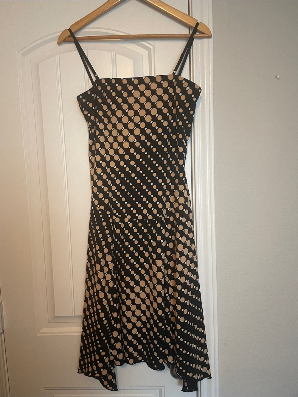 Vintage XOXO Polka Dot Slip Dress in Black and Beige size Medium